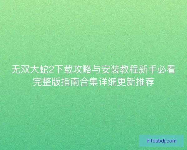无双大蛇2下载攻略与安装教程新手必看完整版指南合集详细更新推荐